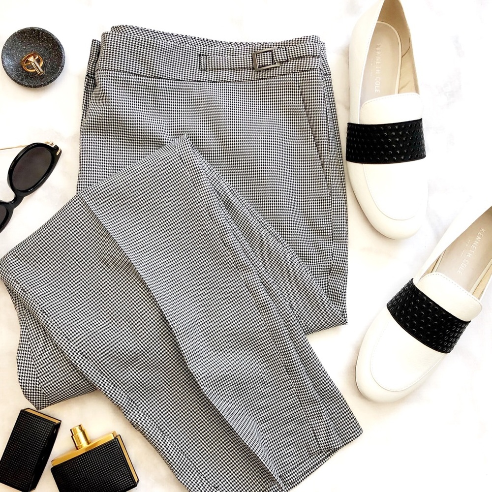 Black & White Houndstooth Slim Fit Ankle Pants